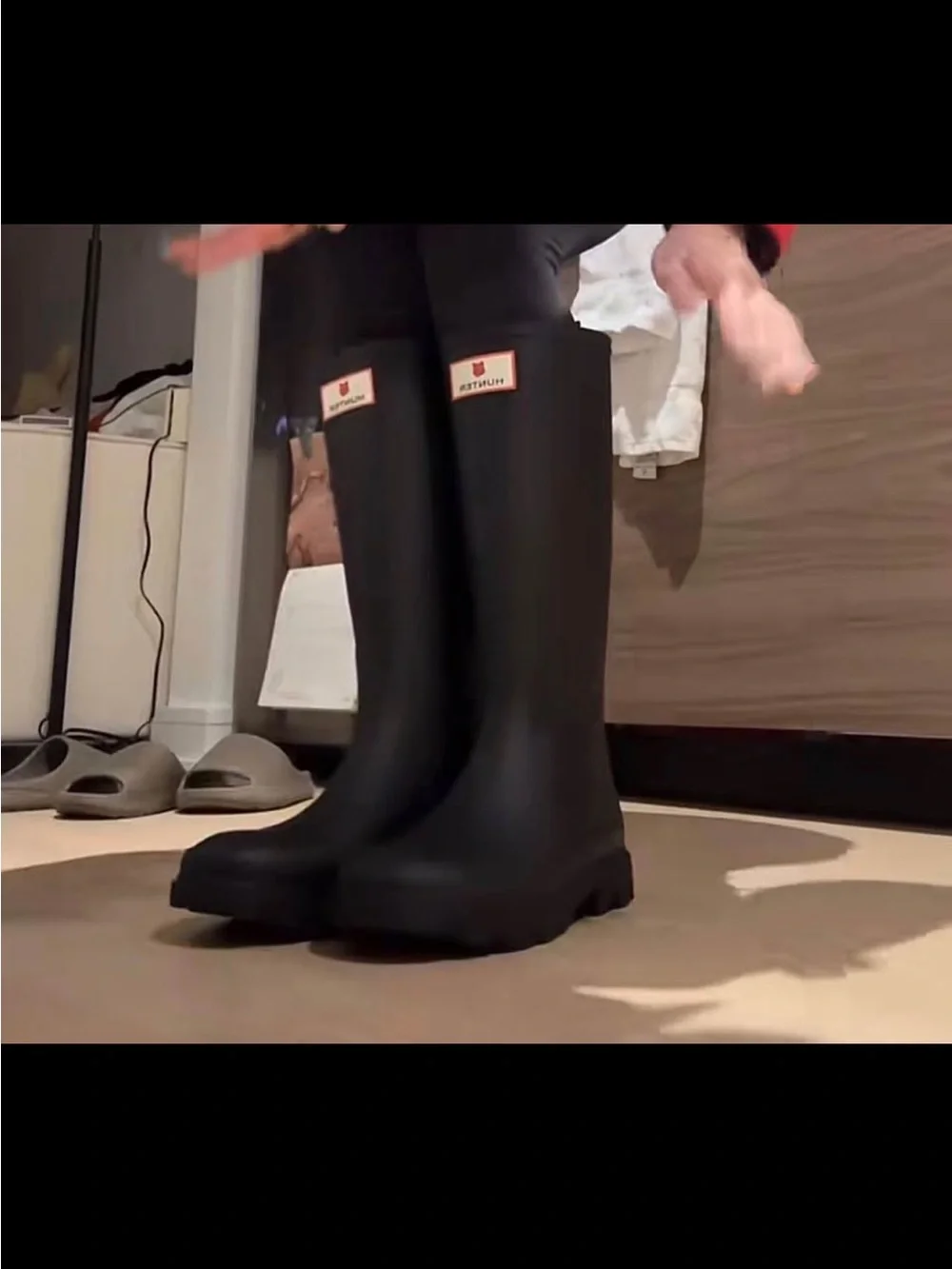 MAISON KITSUNÉ x Hunter Black Tall Rain Boots with Orange Trim